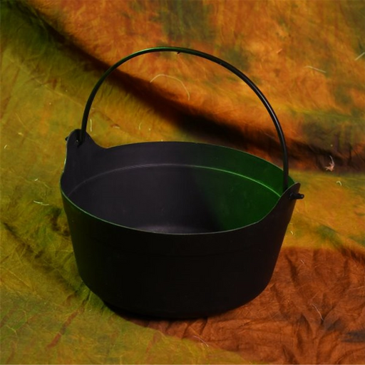 Black Cauldron Pail measuring 22x15cm with handle – on Halloween treats or decorations