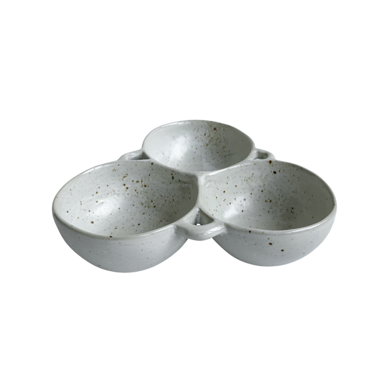 Ceramic 3 Snacker Ivory17x16