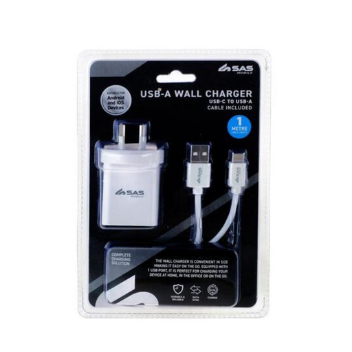 Charge & Sync AC Charger with USB Type C 1m Cable Suitable for Android