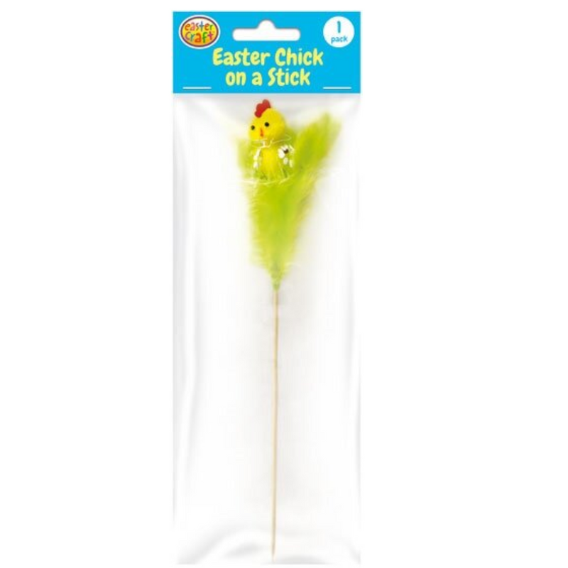 Chick in Green Feathers Decoration Pick 1 Pack