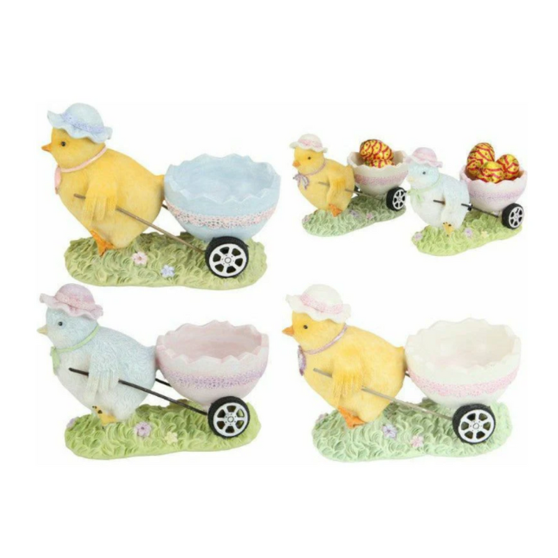 Chicken Pulling Egg Cup 12cm 3 Assorted