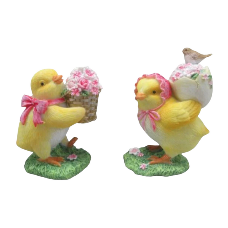 Chicken With Flowers  9cm 2 Assorted