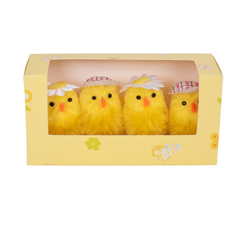 Chicks With Cap and Daisy 4PK 5CM