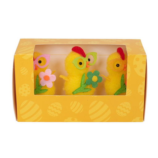Chicks With Glasses and Flower 3PK 6CM
