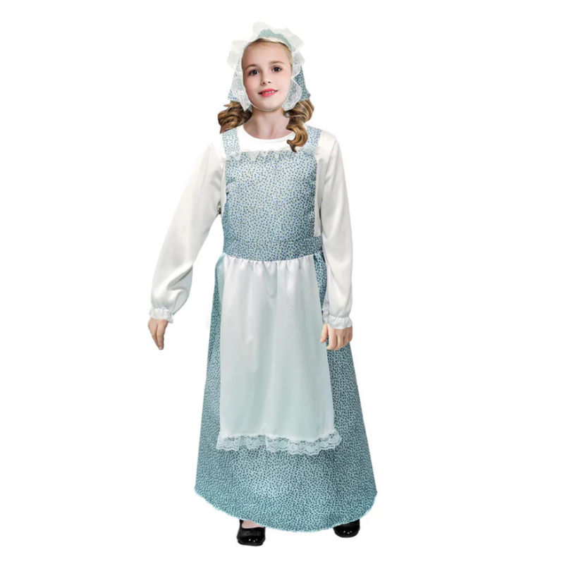 Children Blue Pioneer Girl Costume 10-12 years