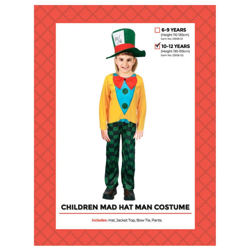 Children Crazy Hat Man Costume 10-12