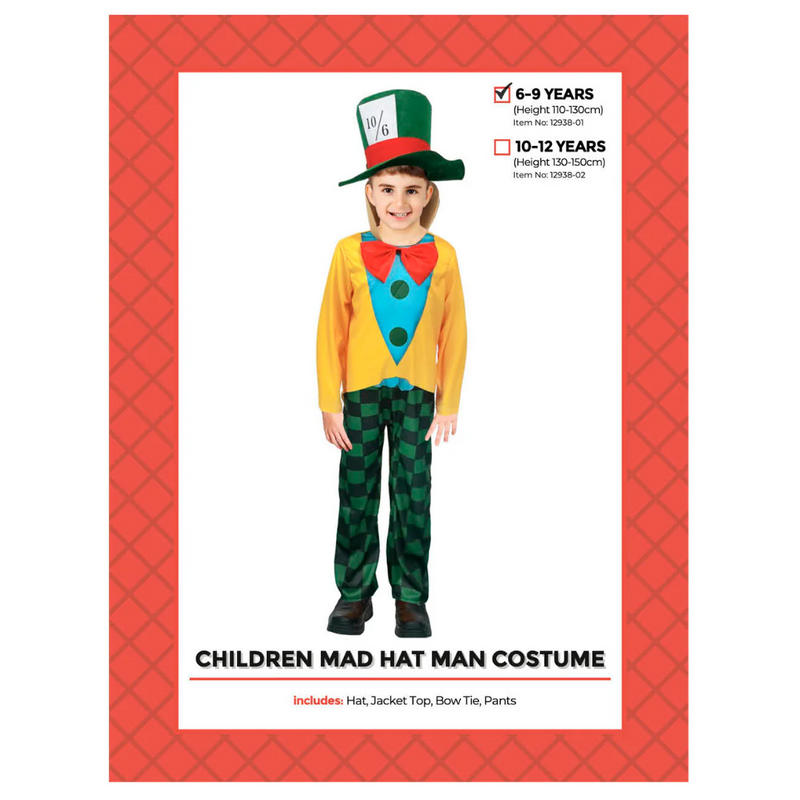 Children Crazy Hat Man Costume 6-9