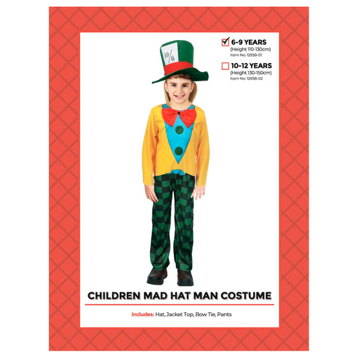 Children Crazy Hat Man Costume 6-9