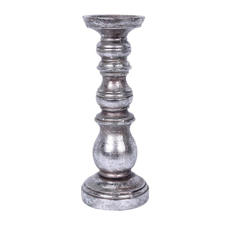 Christmas Antique Silver Candle Holder 26Cm