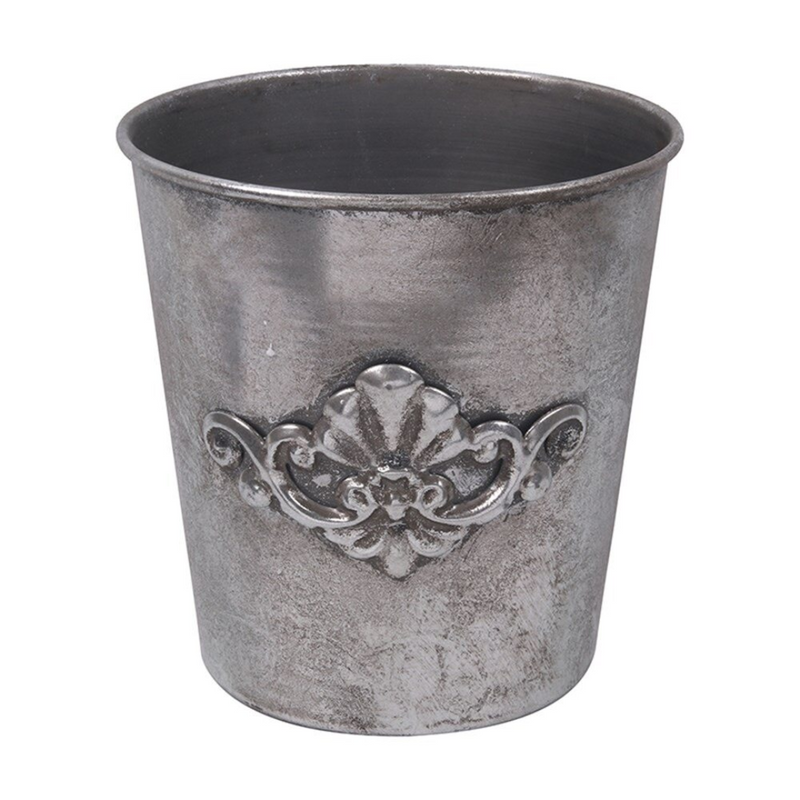 Christmas Antique Silver Metal Planter D17x17.5cm