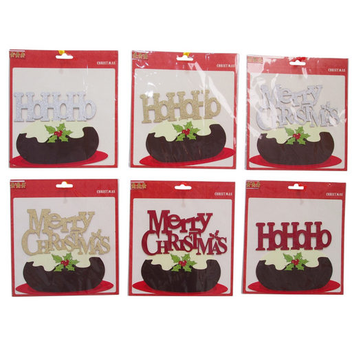 Christmas Cake Topper Glitter 6 Asstd