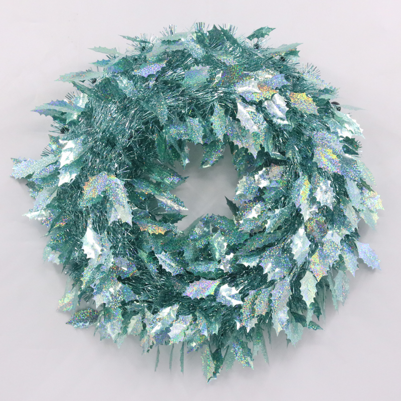 Christmas Iridescent Green Tinsel Wreath 45Cm