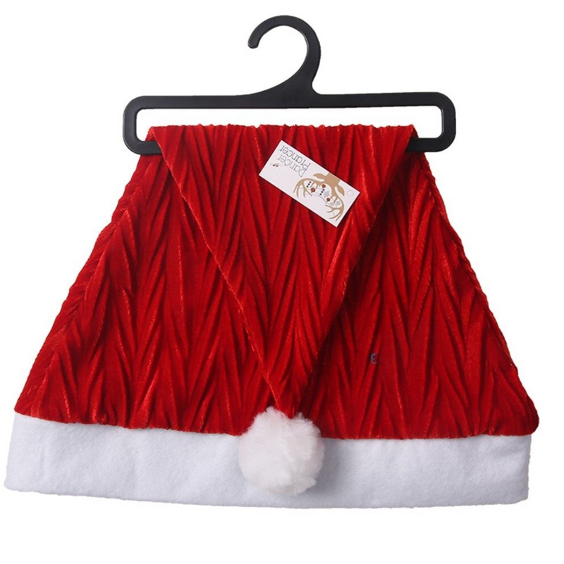 Christmas Quilted Velour Santa Hat 28x39cm