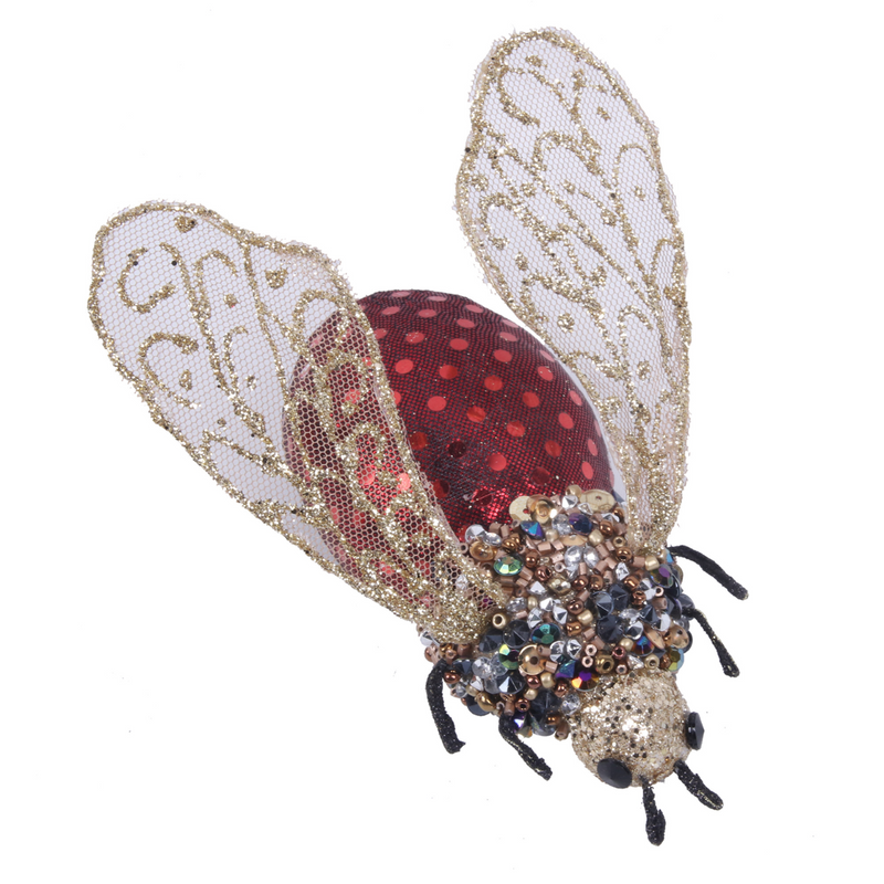 Christmas Red Beetle With Clip 13Cm