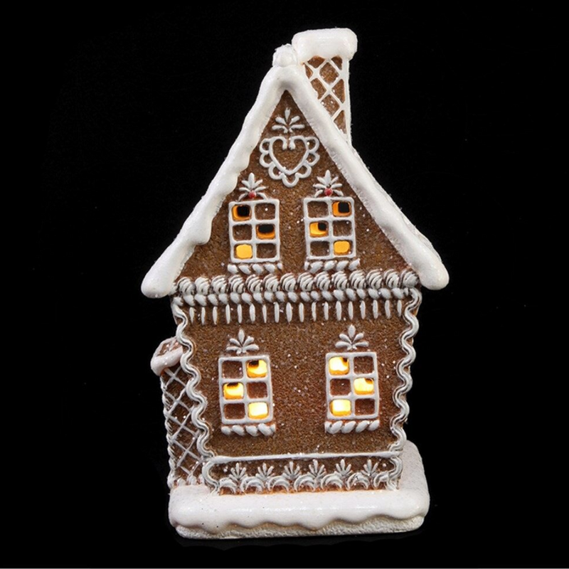 Christmas Resin Gingerbread House Light Up 13x10.5x21cm