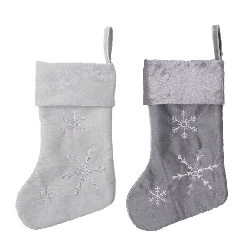 Christmas Snowflake Stockings 46x25cm 2 Asstd
