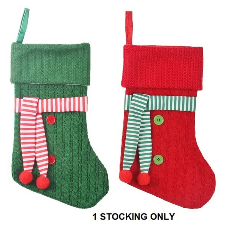 Christmas Stockings With Scarf 46x25cm 2 Asstd