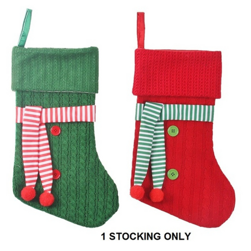 Christmas Stockings With Scarf 46x25cm 2 Asstd