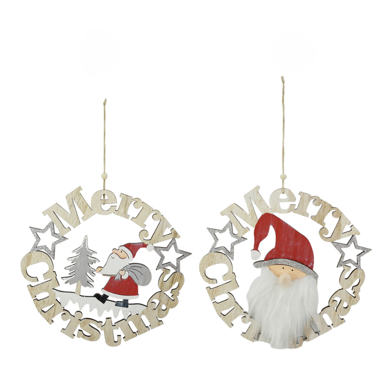 Christmas Whitewash Wreath Plaque 28cm