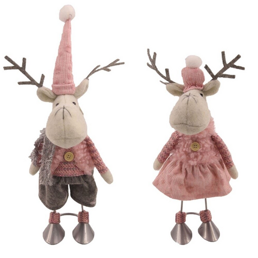Christmas Wobbling Mr & Mrs Reindeer 37cm