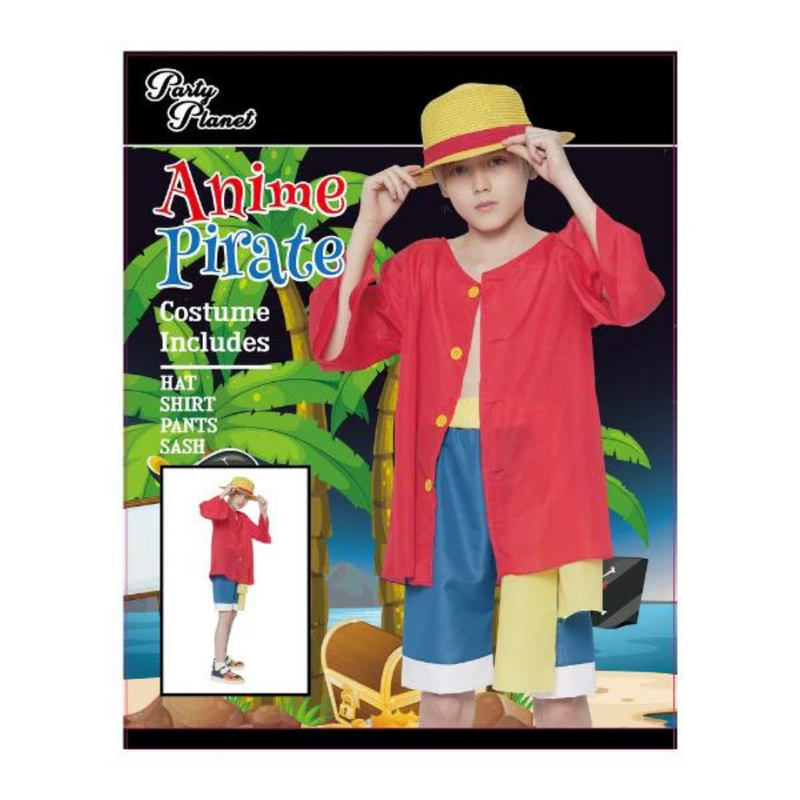 Anime Pirate Costume X-Large 9–10 yrs – Boys Pirate Outfit with Anime-Style Design

