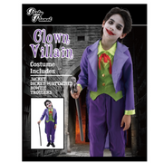 Boys Clown Villain Costume XX-Large 11–12 Years – Spooky Circus Clown with Mask