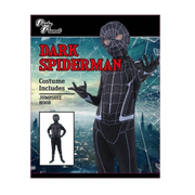 Dark Spiderman Costume Boys Large 7–8 yrs – Black Webbed Superhero Jumpsuit with Mask