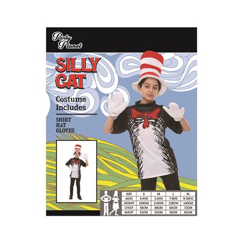 Boys Dr. Seuss Costume Large 7–8 yrs – Cat in the Hat Jumpsuit with Hat and Bow Tie