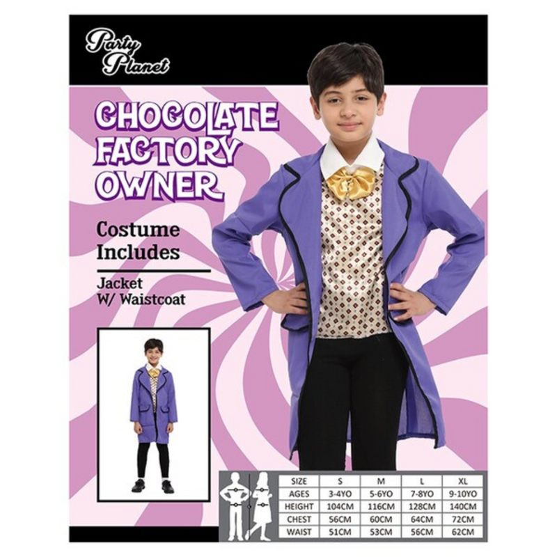 Boys Chocolate Factory Owner Costume XX-Large with purple coat, 