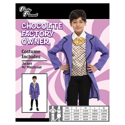 Boys Chocolate Factory Owner Costume XX-Large with purple coat, 