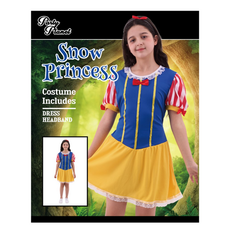 Girls Snow Princess Costume X-Large 9–10 Years – Blue Princess Dress with Glitter and Sheer Sleeves
