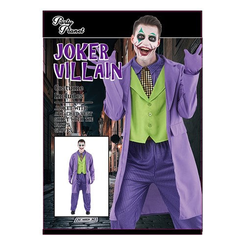 Adult Joker Costume XL – Purple Jacket, Pants, Vest for Halloween or Party