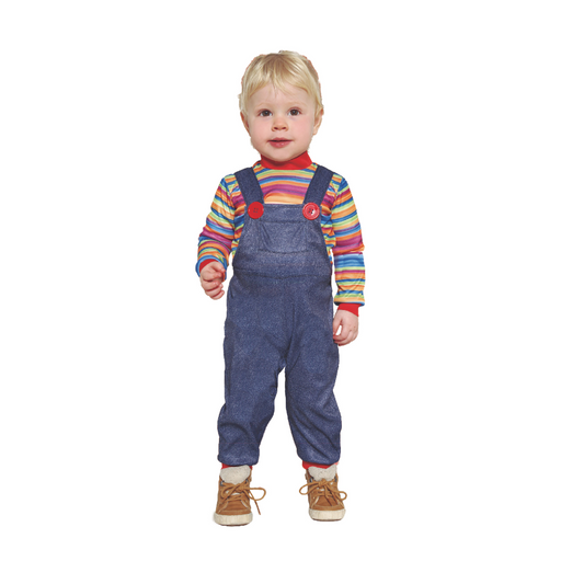 Killer Doll Toddler Costume – cute and creepy Halloween outfit with colorful dress and horror doll design