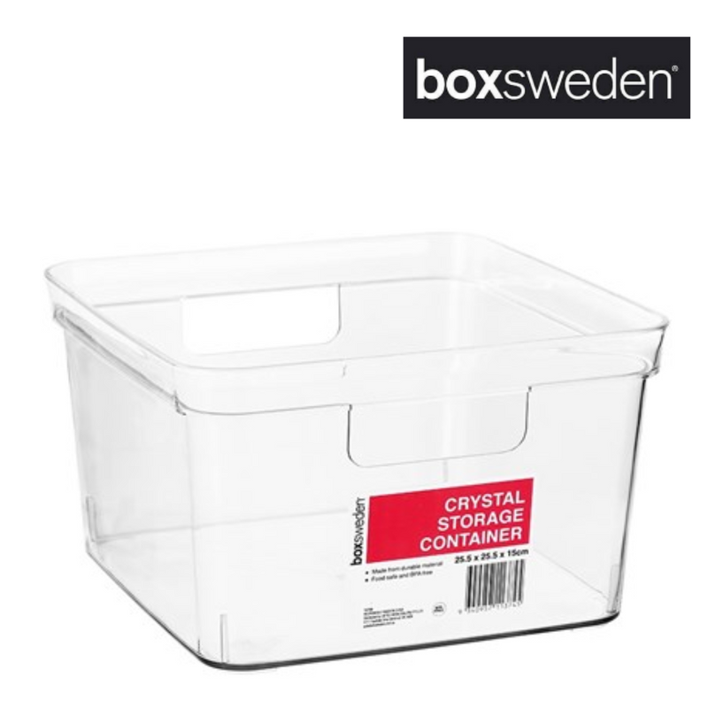 BOXSWEDEN CRYSTAL STORAGE CONTAINER SQR 25.5X25.5X15CM