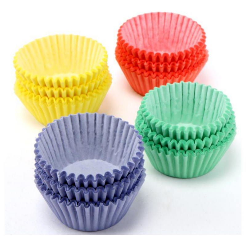 Cupcake & Muffin Mini Fairy Cases 250pk - Green, Yellow, Blue, Red