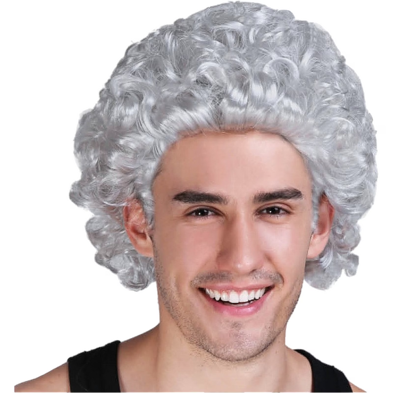 Curly Mens Wig Grey
