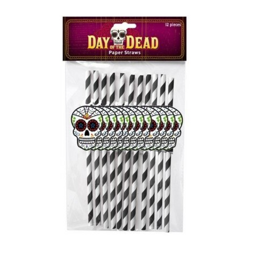 Day Of The Dead Party Straws 12Pk