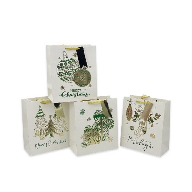 DAZZLING N FOILED XMAS GIFT BAG LRG 32X26X12CM 4 ASST