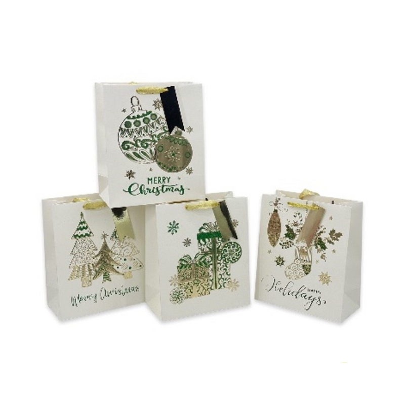 DAZZLING N FOILED XMAS GIFT BAG MED 23X17.7X10CM 4 ASST