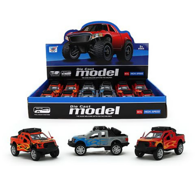 DIE CAST PULLBACK OFF ROAD UTE (3 ASSTD) 13cm