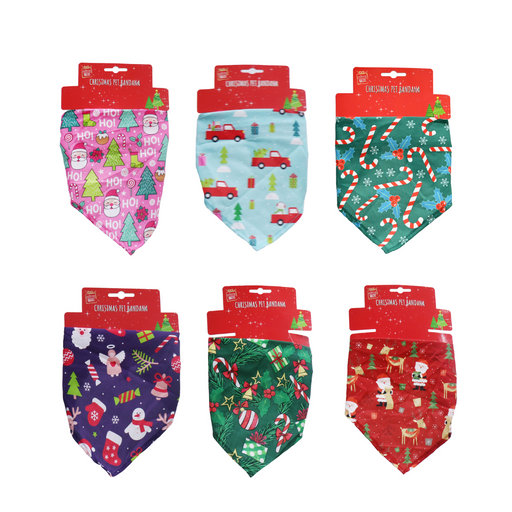 Dog Bandana Christmas Fun Patterns 6 Asstd