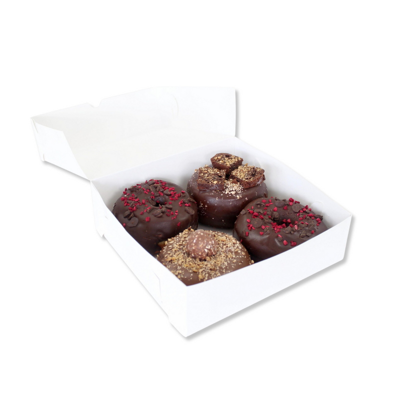 Donut Box 4 Cavity 21x21x6.5cm – Holds Four Donuts Securely