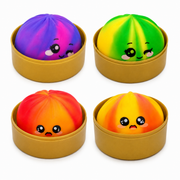 Squish Bun Glitter & Glow With Emoji In Steamer Basket Mixed Colour Displaybox 9cm – thumbnail