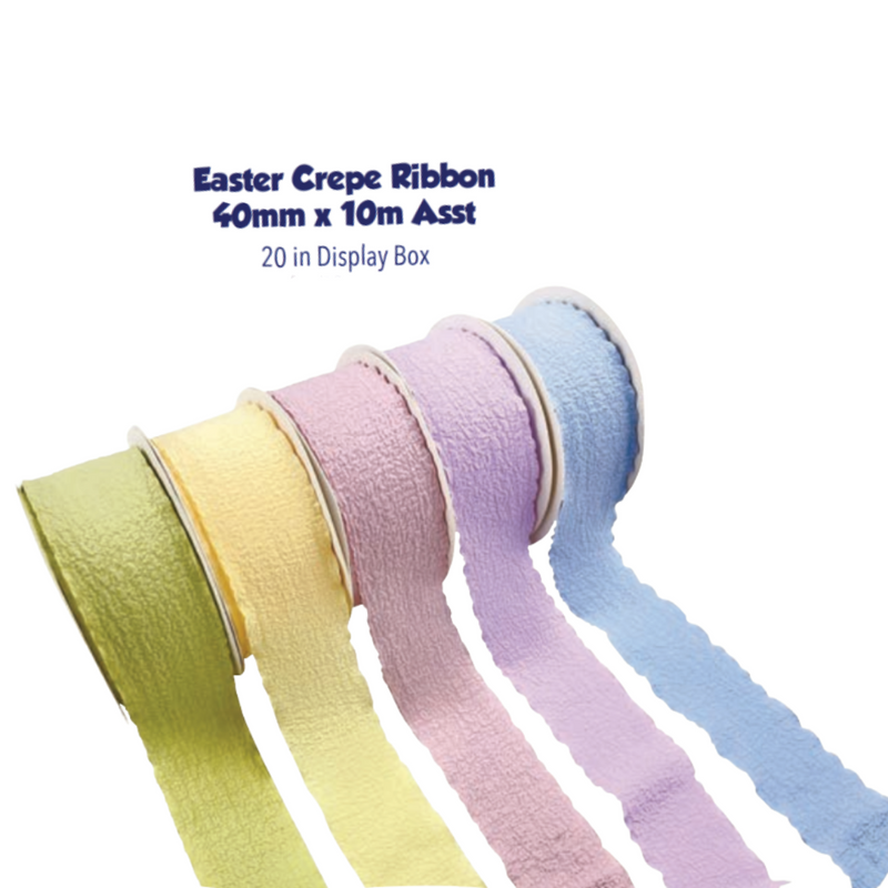 Easter Crepe Ribbon 4cm x 1000cm Assorted