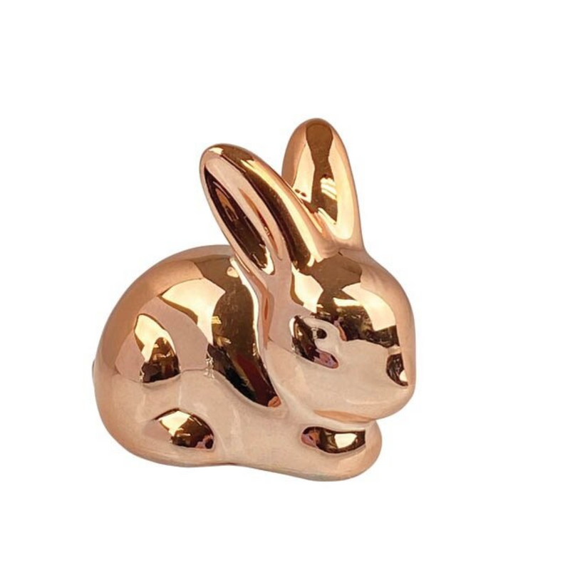 EASTER DECO CERAMIC RABBIT RESIN GOLD SMALL