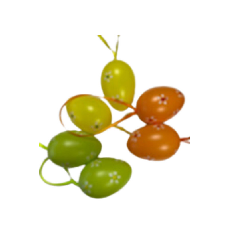 EASTER DECO PLASTIC EGG FLWR 6PK