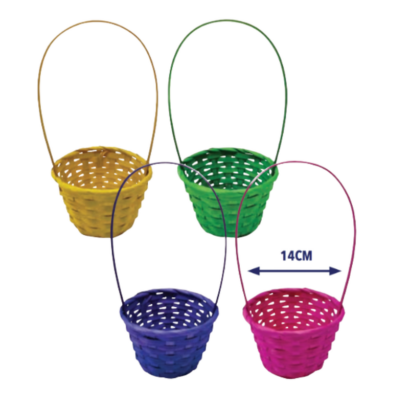 Easter Egg Basket Round with Handle 14cm Assorted