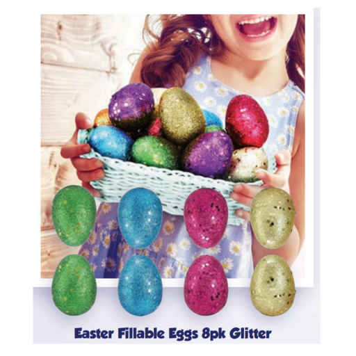 Easter Fillable Eggs 8pk Glitter