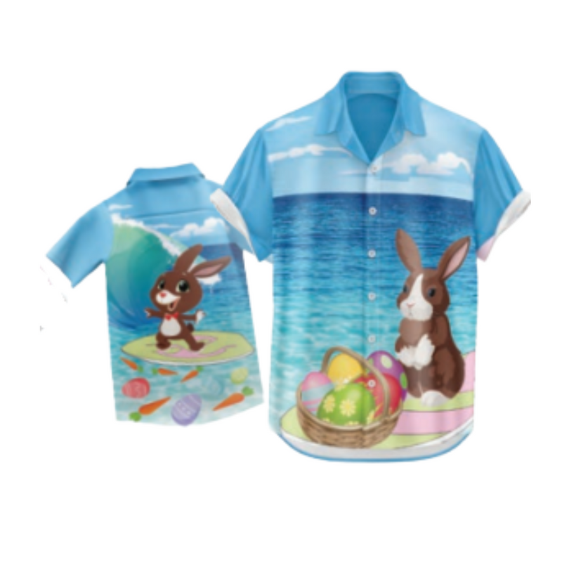 Easter Retro Bowling Shirt Mens Assorted