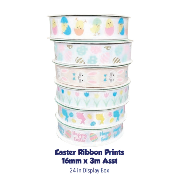 Easter Ribbon Prints 1.6Cm x 300Cm Assorted